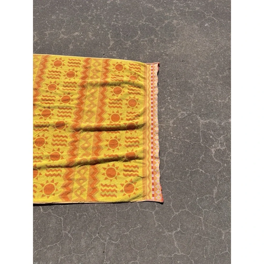 Two VTG Palm Cove Sun Beach Towels Sun Orange Floral Pink Beachtowel 100% cotton